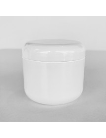 Pot radius blanc en plastique 4 oz 70/400 + couvercle + liner