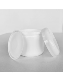Pot radius blanc en plastique 4 oz 70/400 + couvercle + liner