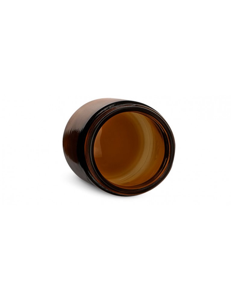 LOT pot ambré en verre 4 oz (118.19 ml) 58/400 avec couvercle noir (0.97$un) (boite de 48)